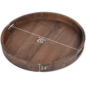 WONDER OVERSEAS Plateau de service rond fait à la main de 20x20 pouces en bois de noyer de première qualité - Product Image 6