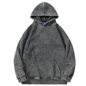 Sweat-shirts à capuche en coton de style vintage, couleur unie, haute performance, effet délavé, nouvelle collection hiver. - Product Image 4