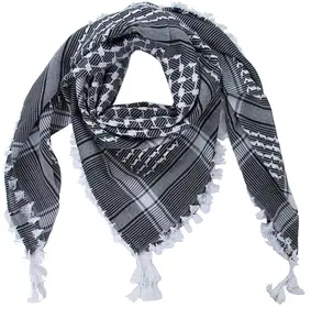 Prix de gros Design personnalisé 100% coton Shemagh coupe-vent écharpe arabe pour hommes dernier style uni fait à la main par des musulmans - Product Image 3