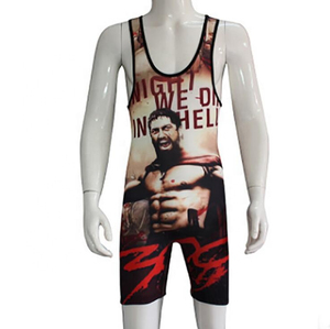 Vente en gros d'uniformes de lutte en spandex 100% polyester, impression par sublimation personnalisée, maillots de lutte pour hommes - Product Image 1