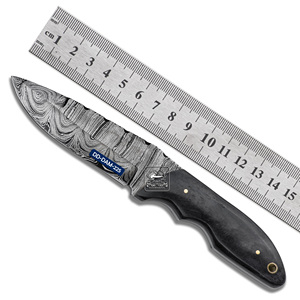 Cuchillo de caza personalizable hecho a mano, hoja de acero de Damasco, mango de hueso de camello teñido, Funda de cuero de vaca, grabado láser - Product Image 3