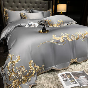 Juego de funda de edredón a rayas de satén resistente a las arrugas 100% lino tejido diseño moderno Hotel suave transpirable ropa de cama para todas las estaciones para - Product Image 5