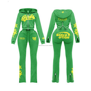 Conjunto de Sudadera con Capucha y Pantalones Deportivos Personalizados de 380 Gsm para Hombre, Estilo Patchwork - Product Image 1