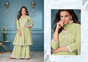 Nouveau Kurta pour femmes en viscose de rayonne lourde avec haut de travail lourd et Palazzo Multi Color Quick Dry Casual Party Wear pour adultes - Product Image 4