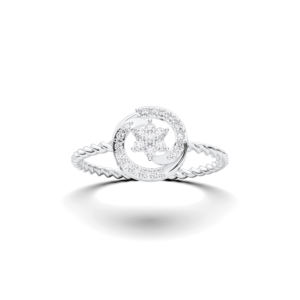 Anillo de diamante de corte redondo de moissanita de 0,13 quilates, juego de racimo floral en oro sólido de 10K, 14 y 18K con Juego de puntas hecho en" - Product Image 5