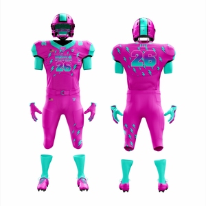 Customizable Men's <b>Pink</b> Turquoise American Football Uniform Set Durable Breathable Tackle Twill Jersey Pants Short OEM - Product Image 1