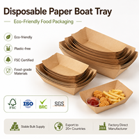 Plateau en papier kraft à bords pliés, design kraft, avec support pour commande en gros, pour le service de hot-dogs