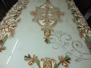 Washable Custom Rectangle Polyester Cashmere <b>Table</b> <b>Cover</b> Velvet Net Dining Tablecloth with Embroidery White Tablecloths - Product Image 4