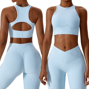 Sujetadores deportivos de entrenamiento para mujer, cuello alto atlético, acolchado extraíble, Fitness, gimnasio, Yoga, Top corto de soporte medio sin costuras - Product Image 3