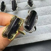 Bague ajustable en quartz tourmaline noire naturelle, haute qualité, protection Feng Shui, bijoux en pierres précieuses pour femmes et hommes