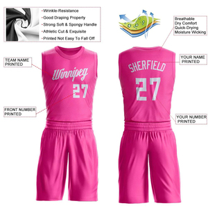 Conjunto de Uniforme de Baloncesto Personalizado, Ropa Deportiva de Color Rosa, Hecho de Poliéster, Uniforme de Baloncesto para Equipos Adultos, Uniforme de Baloncesto Juvenil - Product Image 4