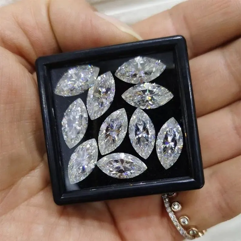 Putih 1,50ct Marquise Lab tumbuh berlian dipoles E warna kejernihan VVS2 berlian CVD Ideal-potongan grosir berlian longgar yang sangat baik