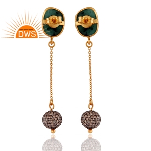 Último diseño de plata esterlina 18K chapado en oro diamante natural y piedra preciosa Esmeralda pendientes colgantes Demi joyería fina fabricante - Product Image 2