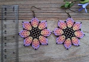 Boho <b>bead</b> earrings with <b>turquoise</b> design andy cascading fringe, unique jewelry gift - Product Image 5