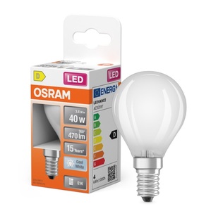 Osram 468278 Lampada LED Retrofit Sferica in Vetro Satinato E14 3.4W 4000K 470Lm - Product Image 2