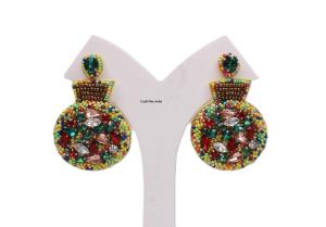 Aretes de Flores Lindos para Mujer con Diseño de Cuentas de Cristal y Diamantes de Imitación - Venta al por Mayor para Fiestas Navideñas - Product Image 3