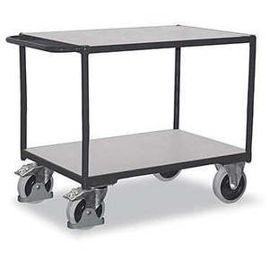 Chariot de table ESD robuste Variofit, capacité de charge de 500 kg, pneus en caoutchouc à 2 niveaux, matériau en acier - Product Image 1