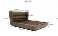 Nouveau cadre de lit en cuir véritable bronze durable, écologique et luxueux New Vision |   Lit king size moderne rembourré à poser au sol pour intérieur