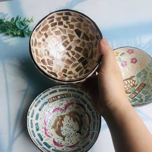 Bol en noix de coco créatif naturel végétalien biologique écologique avec incrustation de perles fabriqué à partir du Vietnam - Product Image 4