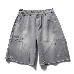 Meilleure vente de short en jean droit décontracté déchiré de haute qualité personnalisé pour homme motif solide avec impression numérique - Product Image 3