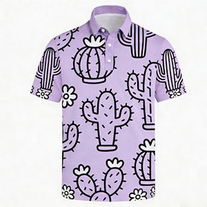 Chemises de golf polo de luxe personnalisées de haute qualité en spandex et polyester à manches courtes, taille plus, motif imprimé intégral avec broderie - Product Image 2