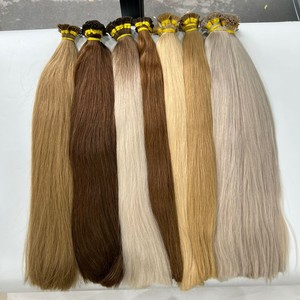 BLONDE BLEND HIGHLIGHTS CABELLO RUSO K U I V PUNTA PLANA QUERATINA COLORES DE CALIDAD PREMIUM TONOS EXTENSIONES DE CABELLO HUMANO ESLAVICO - Product Image 3