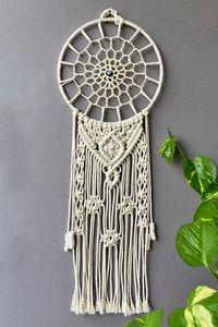 เครื่องดักฝันดอกบัวทำมือเครื่องจับฝันที่สวยงาม macrame Boho เครื่องจับฝันทำจากผ้าฝ้ายทำด้วยมือสำหรับตกแต่งบ้าน - Product Image 2