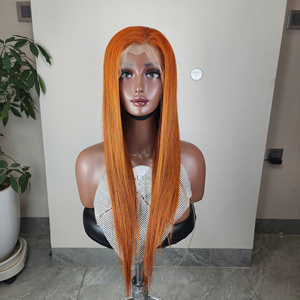 Peluca de cabello humano crudo vietnamita naranja 100%, hueso recto de alta calidad con proveedor mayorista de encaje transparente - Product Image 1