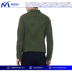 Chaqueta vaquera para hombre de Color verde oliva con diseño personalizado 2025, chaqueta vaquera de secado rápido con botones de tela transpirable de alta calidad para hombre - Product Image 4
