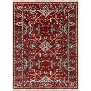 Alfombra de Lana Grande Savana, Tejida a Mano, Diseño Kilim con Medallón Rojo y Naranja, para Entrada del Hogar, Rectangular 9x12, AKWL-13007 - Product Image 1