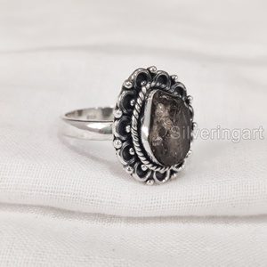 Rough <b>Stone</b> Jewelry Women's <b>Ring</b> Natural Raw Smoky Quartz Gemstone Birthstone Bohemian <b>Ring</b> Handmade 925 Sterling <b>Silver</b> <b>Ring</b> - Product Image 1