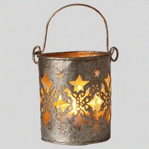 JingleGlow Holiday Charm Portavelas de aluminio fundido Acabado nevado Pieza de acento para mesas y repisas festivas - Product Image 6