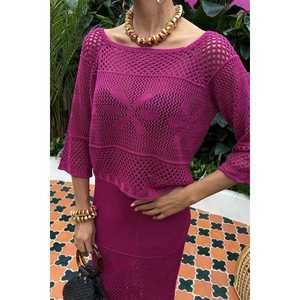 Conjunto de punto calado transpirable 10093 con cuello barco y manga corta - Product Image 5