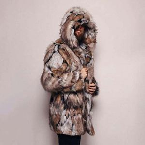 Manteau en fausse fourrure pour homme, marque privée, personnalisation de la marque, luxe, hiver, fabrication en usine, manteau en fourrure de vison, veste longue - Product Image 2