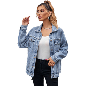 Veste en jean à col rabattu pour femmes respectueuses de l'environnement pour l'extérieur Fashion Wear Nouveau design Vestes en jean délavés à l'acide et à la pierre pour femmes - Product Image 4