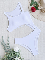 Traje de baño Mujer Logotipo personalizado Bikini Hueco Traje de baño Personalizado Color sólido Micro Mini Backless Split Body Sexy Traje de baño Mujer