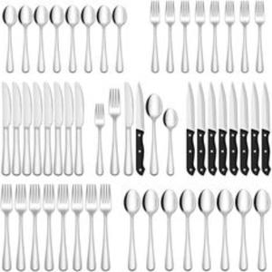 Ensemble d'argenterie élégant en acier inoxydable avec bords lisses Finition résistante aux rayures et look élégant pour des expériences culinaires raffinées - Product Image 1