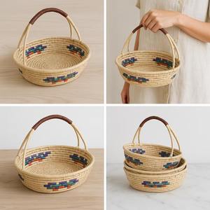 Panier en macramé tissé à la main, organisateur décoratif pour la maison, pour le salon, la chambre à coucher, le bureau et la cuisine, présentoir alimentaire en provenance d'Inde - Product Image 4