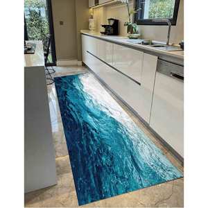 Tapis imprimé : épais, pour entrée, à motifs, cadeau, tons bleus, paysage, décoration intérieure, escalier, avec poils doux - Product Image 3