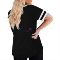 Tops de talla grande para mujer, camisetas de manga corta con cuello de pico, túnica de Color, camisetas informales a rayas