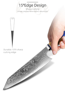 มีดเชฟในครัวดามัสกัสด้ามจับไม้คมแบบมืออาชีพใบมีดคมปรับแต่งได้บริการ OEM ODM - Product Image 3
