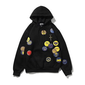 Sudaderas con capucha acolchadas en relieve en blanco de gran tamaño para hombre y mujer con logotipo personalizado, sudaderas con estampado de diamantes de imitación Unisex de talla grande - Product Image 1
