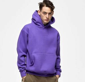 Sweat à capuche personnalisé lourd pour hommes 80% coton et 20% polyester pull uni sans ficelle surdimensionné et imprimé numériquement pour l'hiver - Product Image 3