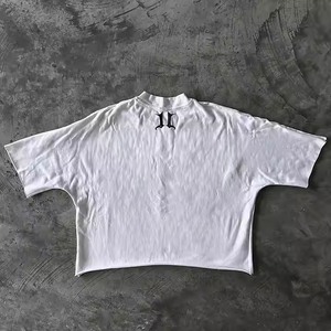 T-shirts tricotés en coton pur pour hommes T-shirt à manches courtes avec logo personnalisé Fabricant OEM Hauts décontractés d'été respirants et doux - Product Image 3