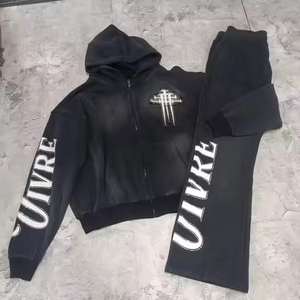 Sudadera con Cierre de Alta Calidad, Diseño Nuevo 2026, 100% Algodón, Lavado Ácido, Apliques Bordados, Estilo Urbano, Invierno, Gruesa - Product Image 1