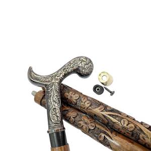 Bâton de marche en bois 36 ''manche incurvé en laiton nouveauté cadeau pour hommes femmes décoratif à collectionner support de marche pour - Product Image 1