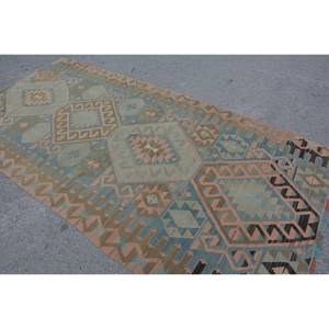 Alfombra Kilim turca Vintage, diseño de retazos verde y azul, rectángulo de látex de lana de 5x10 pies para sala de estar, pasillo, Alfombra de yute de 9x12 - Product Image 4