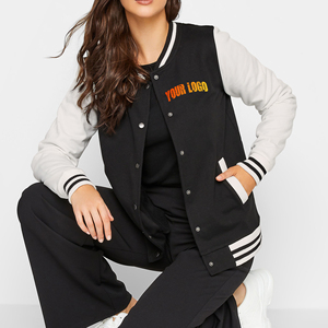 Veste universitaire décontractée pour femmes bombardier letterman élégant à manches polaires vêtements d'extérieur en laine mélangée brodés personnalisés à la mode en gros - Product Image 2