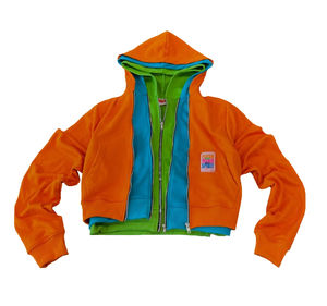 Fabricants de sweats à capuche zippés sur mesure pour hommes, streetwear, coupe courte, délavage acide, style boxy, triple épaisseur, poids lourd - Product Image 1