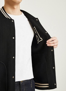 Custom Logo Black Men Varsity <b>Jacket</b> Vintage Baseball <b>Jacket</b> Wholesale - Product Image 5